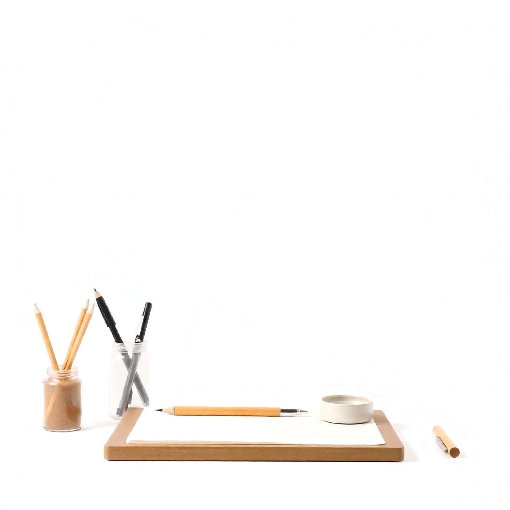 Workshop table with plates and notes