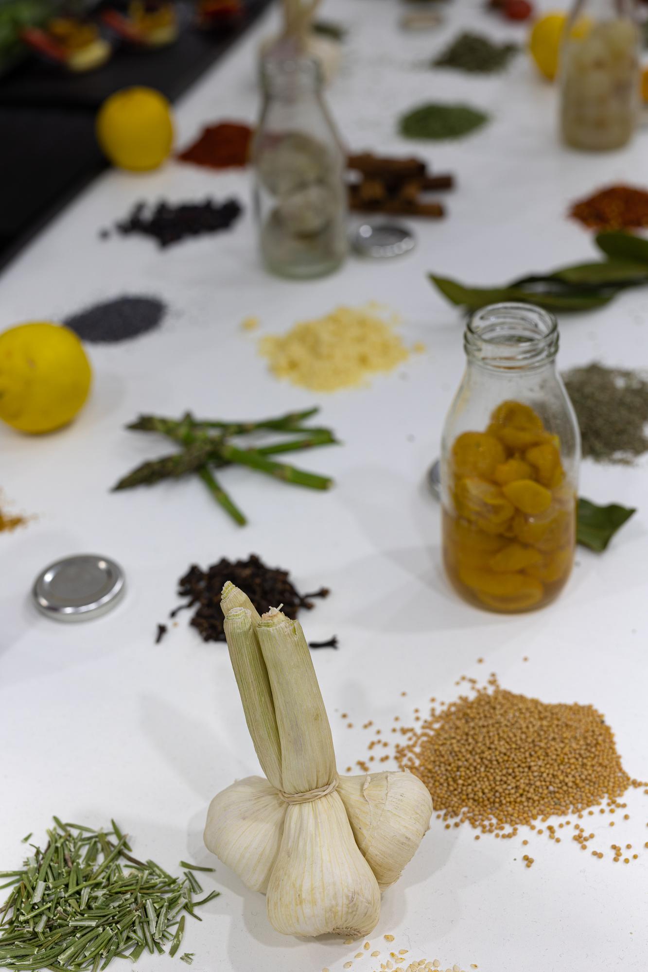 Sample ingredient selection on table